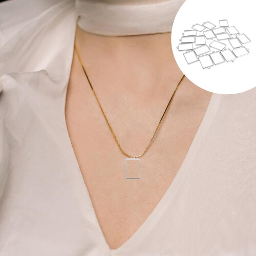 20pcs prata oca retangular DIY artesanato pingentes acessórios de jóias 1