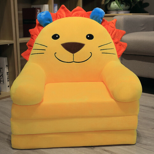 Plush Foldable Kids Sofa Backrest Armchair Yellow 1