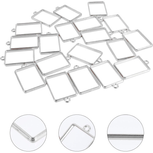 20pcs prata oca retangular DIY artesanato pingentes acessórios de jóias