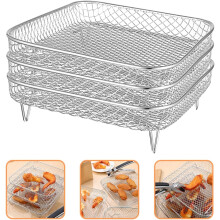 3-lagiger Edelstahl-Heißluftfritteusen-Dampfgarer-Ständer, stapelbarer Dörrgerät-Ständer, Kochgrillrost