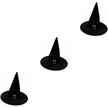 3 sombreros de bruja/hechicera de terciopelo para disfraces de Halloween, accesorios para fiestas de disfraces para niños y niñas.