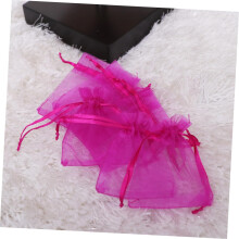 Lot de 3 sachets à cordon en organza rose, parfaits pour les cadeaux de mariage, les pochettes à bijoux, les fêtes et autres occasions.