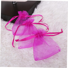 3er-Pack rosafarbene Organzabeutel mit Kordelzug, ideal als Gastgeschenktüten für Hochzeiten, Schmuckbeutel, Partygeschenke und andere Anlässe.