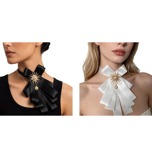 Collier à la mode avec nœuds en fausses perles pour les-Blanc 1