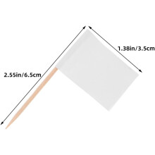 200pcs Blank Toothpick Flags for Food with White Paper and Wood Material, Versatile Use and Theme Flexibility