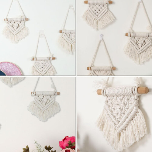 Makramee-Wandteppich-Set aus Baumwollseil, 3-teilig, im Boho-Stil 1