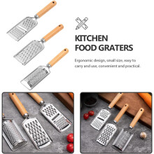 3-teiliges manuelles Gemüsereiben-Set mit Holzgriff, Kartoffel- und Karottenschneider aus Edelstahl