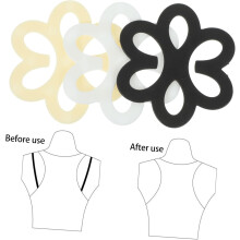 30 Stück blumenförmige BH-Rückenclips, unsichtbare, rutschfeste Trägerverschlüsse für Damen, Schwarz, Beige, Weiß