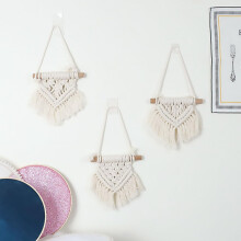 Macrame Made of Cotton Rope 3pcs Bohemian Mini Tapestry Set Wall Hanging