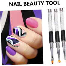 3pcs Nail Art Brush for DIY Manicure Professional Gel Nail Painting Drawing Pens Black for Home Salon Use