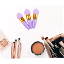 3er-Pack abgewinkelte Make-up-Schwämmchen mit Griff, Foundation-Schwämmchen zum Verblenden von Puder-Make-up, Gesichts-Kosmetikwerkzeug für Frauen