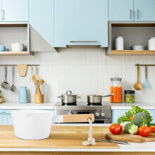 3-teiliges Küchen-Wasserschöpfkellen-Set mit Holzgriffen und glatten Kanten