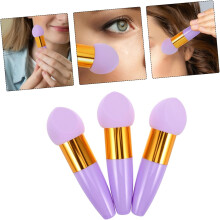 3er-Pack abgewinkelte Make-up-Schwämmchen mit Griff, Foundation-Schwämmchen zum Verblenden von Puder-Make-up, Gesichts-Kosmetikwerkzeug für Frauen