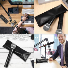 3-teiliges Set: Kabellose Mikrofontaschen aus PU-Leder mit Kordelzug und Reißverschluss, staubdicht, tragbar und ideal für Reisen