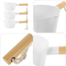 3-teiliges Küchen-Wasserschöpfkellen-Set mit Holzgriffen und glatten Kanten