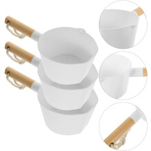 Set di 3 mestoli da cucina con manici in legno e bordi lisci