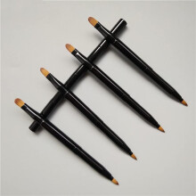 3-teiliges Set aus einziehbaren, doppelseitigen Lippenpinseln mit flexiblem Lippenstiftapplikator in Gold, Lila und Schwarz für Make-up-Begeisterte