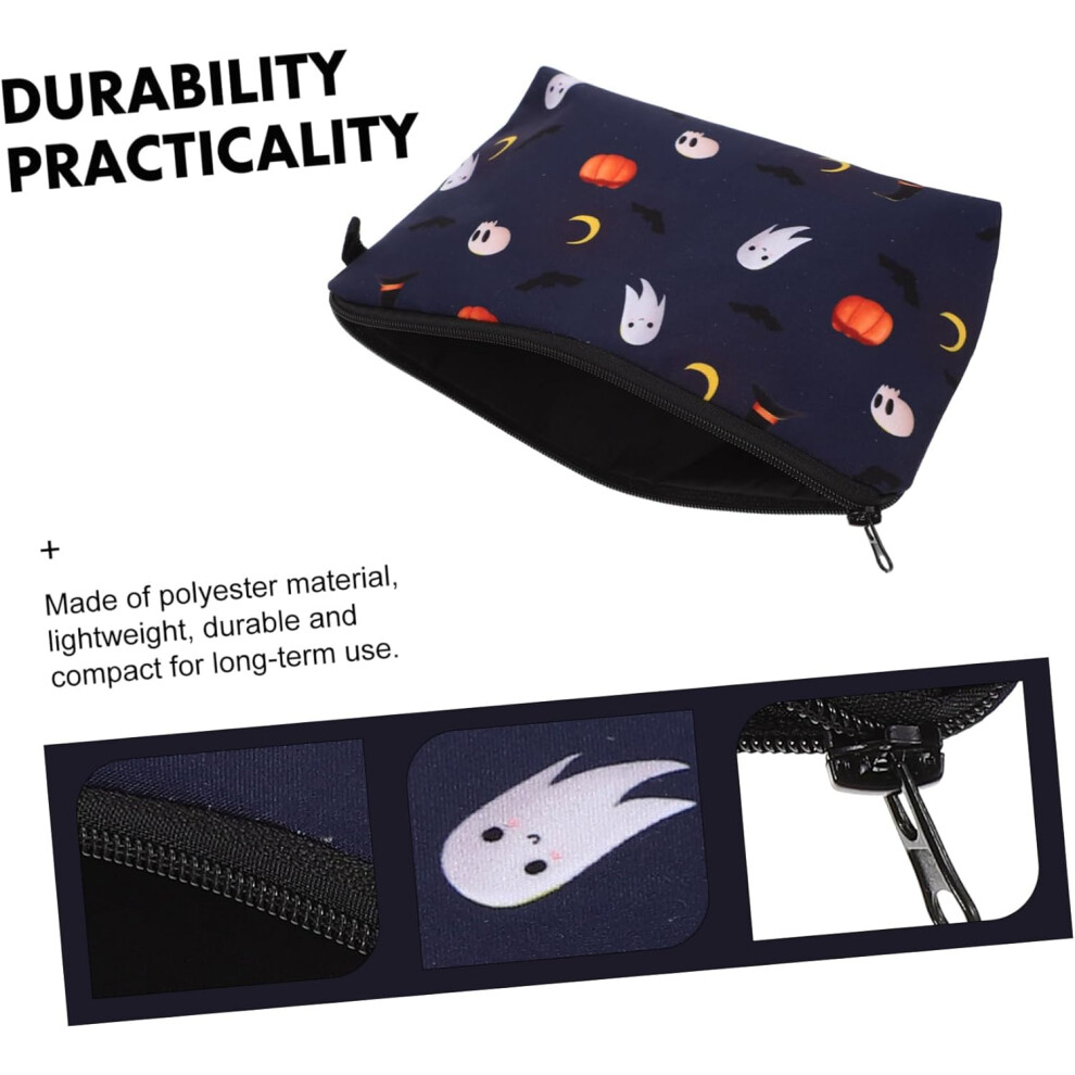 Hkhbjs 3Pcs Canvas Zipper Makeup Bag Travel Toiletry Pouches For Women Pumpkin Makeup Organizer Bag
