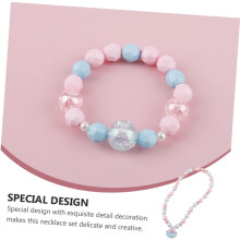 Acryl parelschelp ketting en armbandenset voor meisjes, kralen sieradenset voor kinderen met 3 kettingen en 1 armband