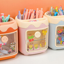 3-teiliges Stiftehalter-Set mit Cartoon-Schweinchen-Motiv, Stifteorganizer aus Kunststoff mit großem Fassungsvermögen