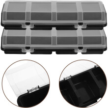 2 schwarze Aufbewahrungsboxen aus Kunststoff mit Deckel und Schraubverschluss, Mehrfachsystem