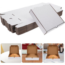 30 stuks 7-inch witte golfkartonnen pizzadozen met deksels, opvouwbare kartonnen afhaalverpakkingen