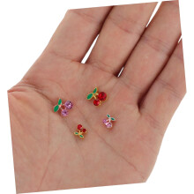 32 Stück Kirsch-Nagelanhänger, 3D-Maniküre-Dekoration, kleine rote Strasssteine für Nagelzubehör, für Damen, Salongebrauch