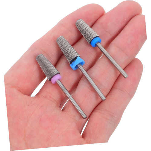 3pcs Tungsten Carbide Nail Grinder Drill Bits Set round Manicure Drill Bits