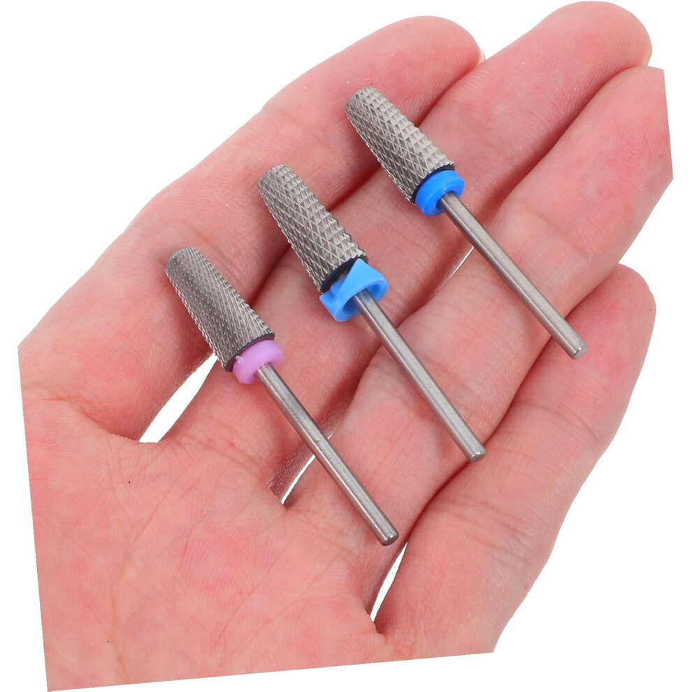 Hkhbjs 3Pcs Tungsten Carbide Nail Grinder Drill Bits Set Round Manicure Drill Bits
