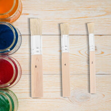 3-delige houten stencilkwastenset met zuivere haren voor acryl- en olieverf, ronde verfkwasten