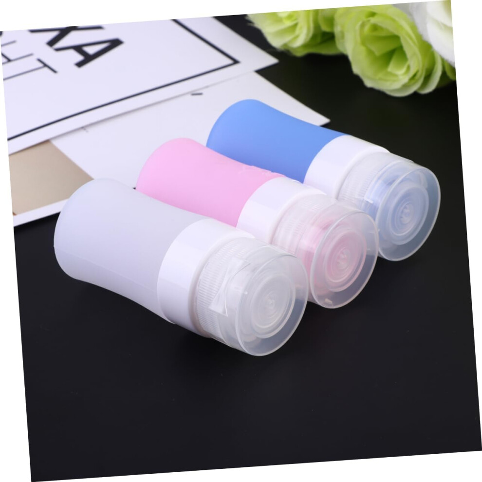 Hkhbjs 3Pcs Silicone Refillable Bottle For Travel Portable Dispensing Bottle In Pink Squeezing Lotion For Makeup Travel Case