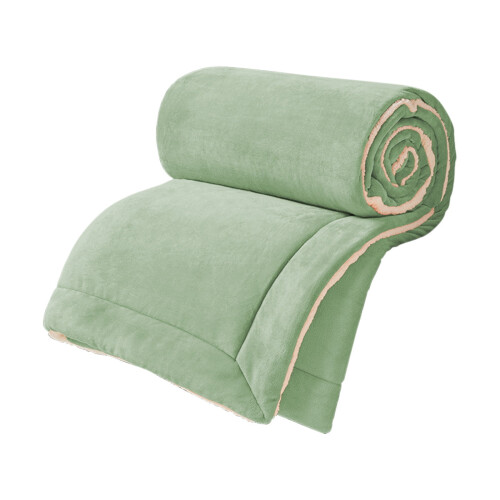 Melkfluwelen lamswollen deken, queensize, groen 1