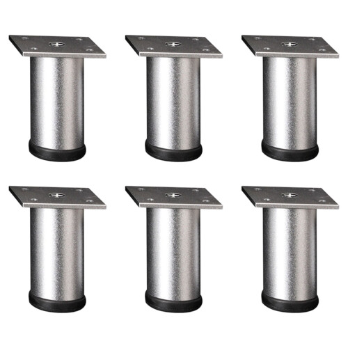 6 Stück robuste, verstellbare Bettbeine im modernen Stil,-Silber