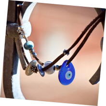 6-teiliges Set türkisch-blauer Glasanhänger mit dem Symbol des Bösen Blicks, 2,5 cm rund, 4 x 5 cm tropfenförmig