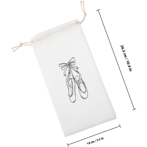 3Pcs White Ballet Shoe Bags with Drawstring Closure, Lint Material 1