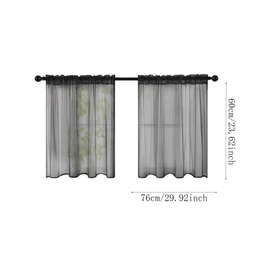 Black Sheer Tier Curtains Light Filtering Voile 2 Panels 2