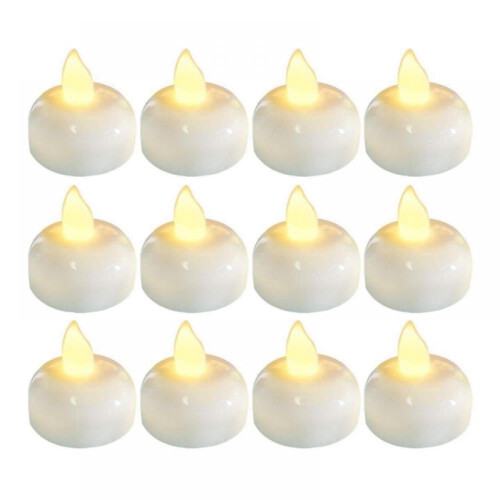 Flammenlose Schwimmkerzen, warmweiß, 12er-Pack