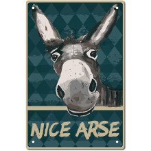 Decoração de parede engraçada de burro em lata de metal, 20x30cm