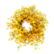Corona de forsitia amarilla Doolland de 56 cm (22 pulgadas) para decoración de puertas de primavera.