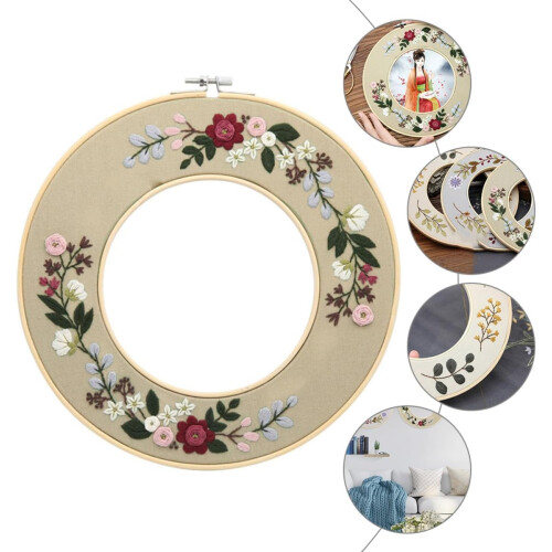set DIY-broderikit med bomullstyg och ringar för handbroderi 2