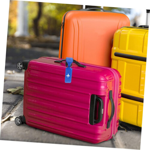 PVC-Reisegepäckanhänger, 3er-Set, dunkelblau, mit Namensschild