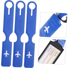 Etiquetas de bagagem de viagem de PVC 3pcs conjunto etiqueta de caso de bagagem azul escuro com cartão de nome