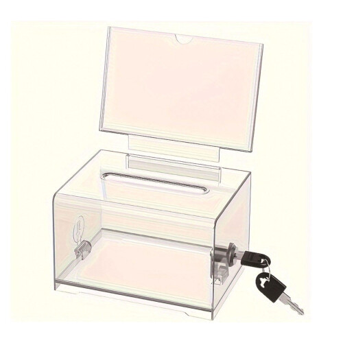 Clear Donation Box with Lock Portable Storage Jar 1
