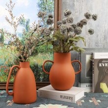 Terracotta Vases Set of 2, 8-inch Ceramic Decorative Vases