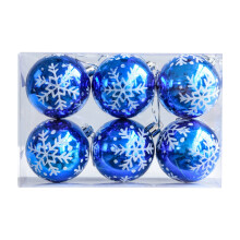 Julesnefnug-ornamenter med blå malede kugler, 6 cm