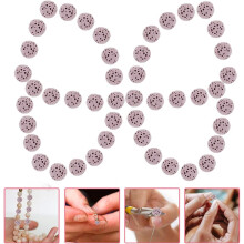 39Pcs Natural Volcanic Lava Rock Beads Essential Oil Diffuser Aromatherapy Stones Round 8mm Purple Scent Diffuser Beads for Car Home Office Bedroom