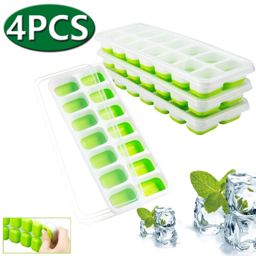 Silikon-Eiswürfelform mit Deckel, 4er-Pack