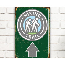 Placa de metal indicando trilha para caminhadas, 20x30 cm (8x12 polegadas)