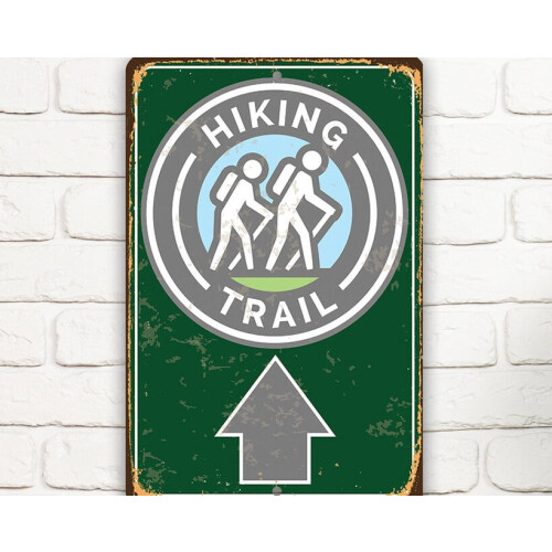 Placa de metal indicando trilha para caminhadas, 20x30 cm (8x12 polegadas)