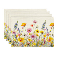 Set de 4 suporturi de masă florale din poliester, 30x45 cm
